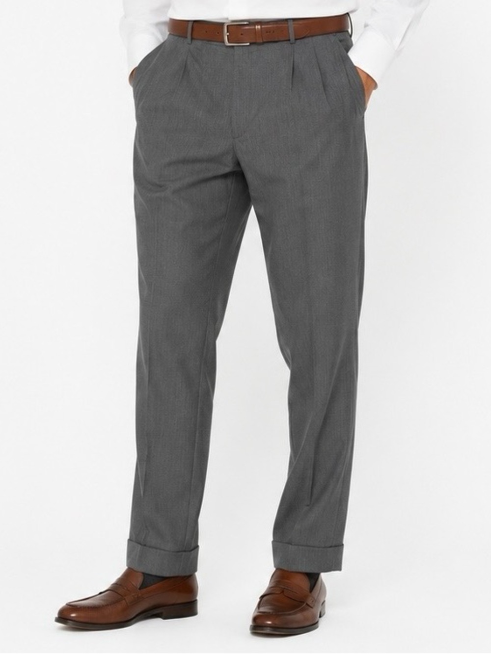 Ballin Classic Gray Wool Dress Pants Pleated Cuffed Men’s Trousers